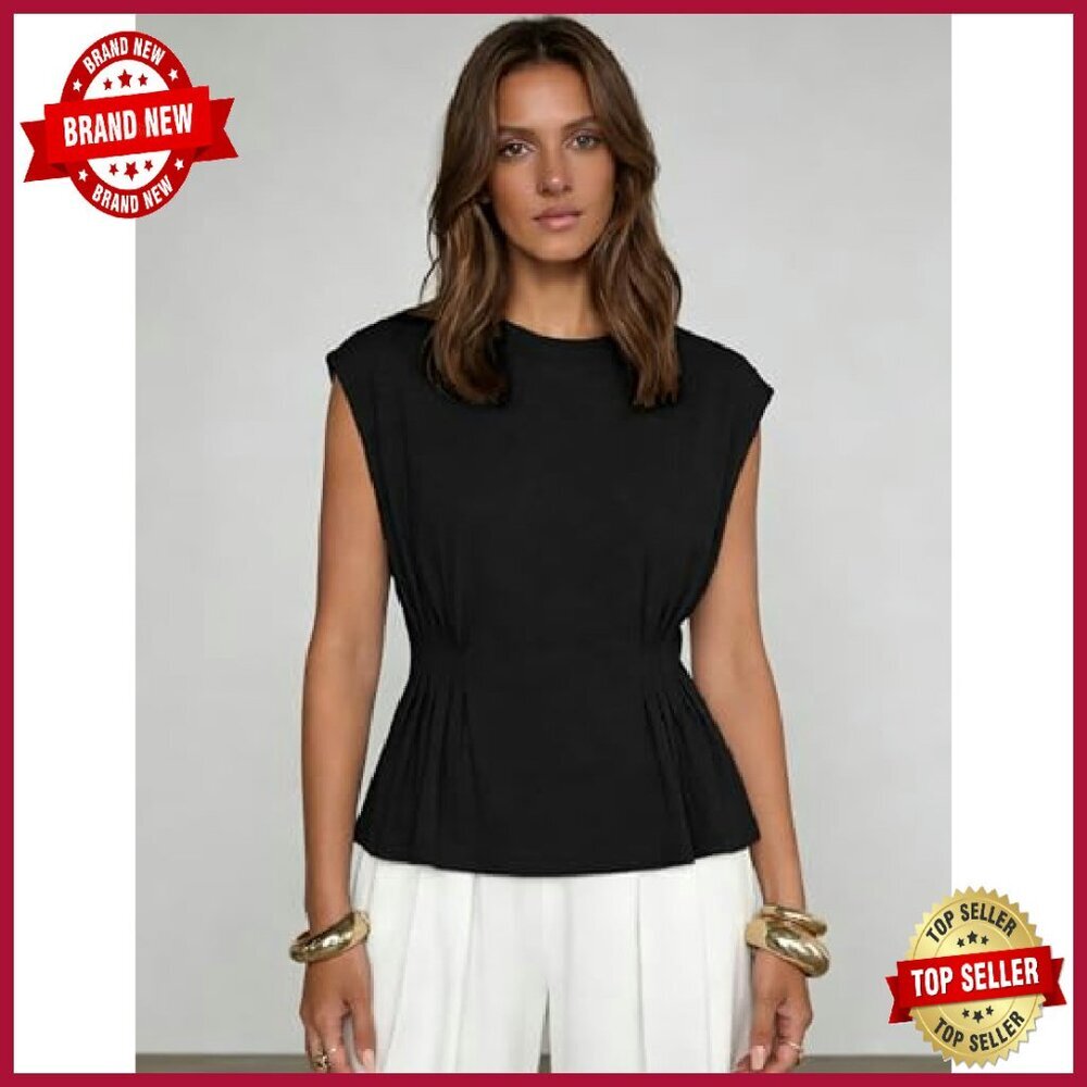 Babydoll Peplum Top Polyester Blend Flowy Summer Tunic - Picture 6 of 8